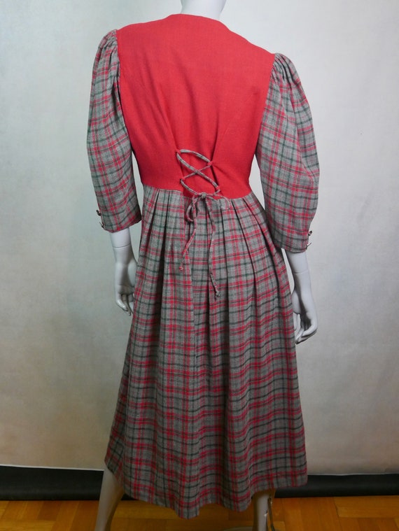 Prairie Dress, Large, Size 14 USA, Red and Gray P… - image 5