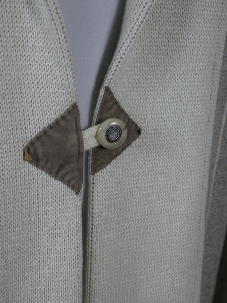 Size 16 US Swedish Knit Cardigan Blazer 20 UK European Vintage Cotton Blend Cream /& Beige
