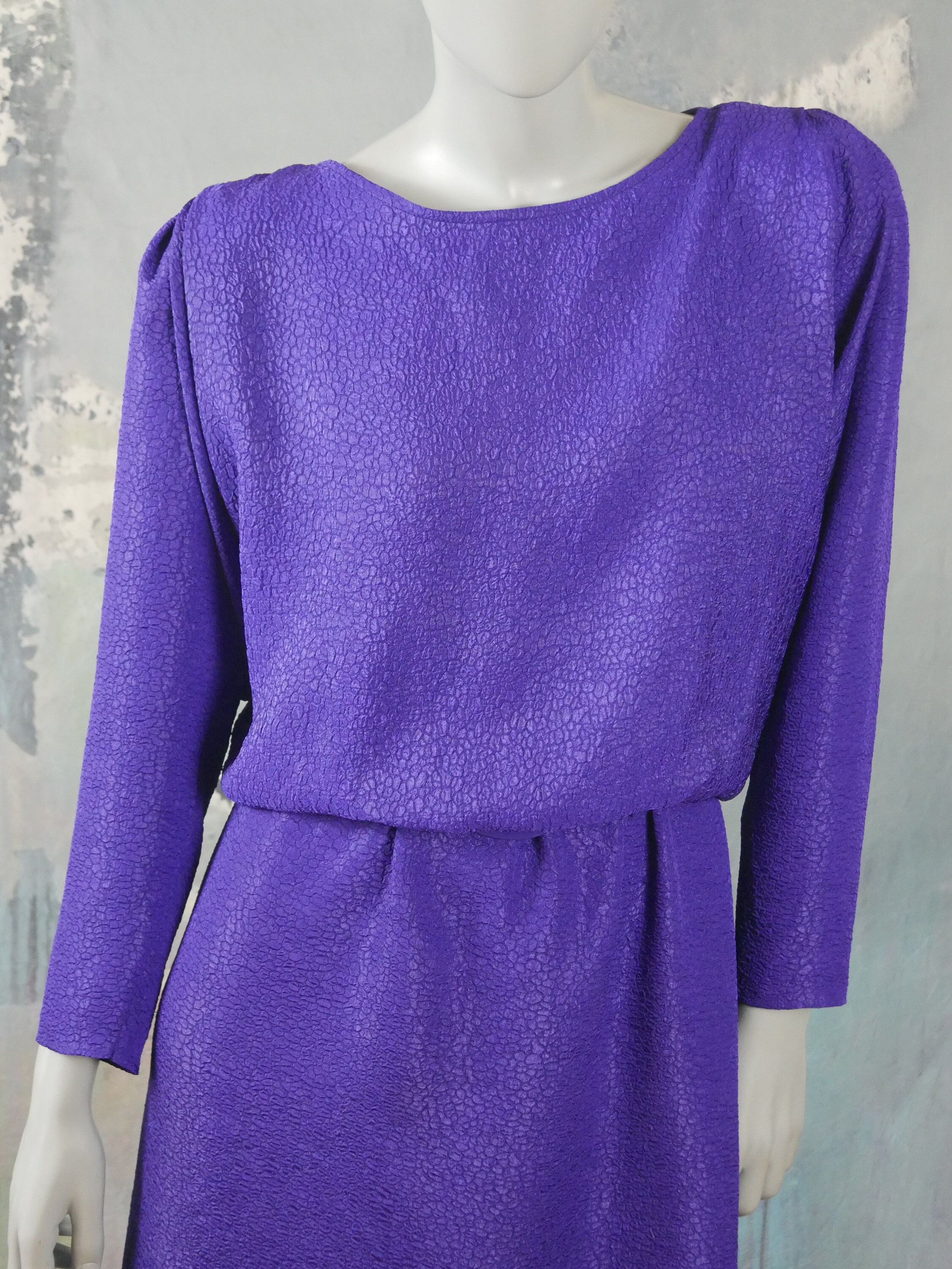 1980s Purple Dress European Vintage Elegant Belted Midi - Etsy
