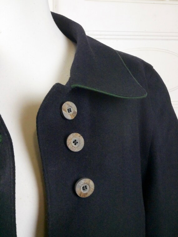 Navy Blue Wool Coat, 1990s Austrian Vintage Trach… - image 3