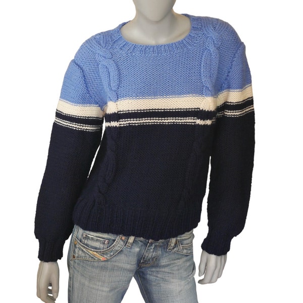 Chunky Cable-Knit Sweater - Electric Blue
