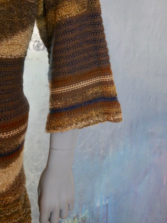 70s Dress Set, Tan & Brown Bouclé Swedish Knit Co… - image 6