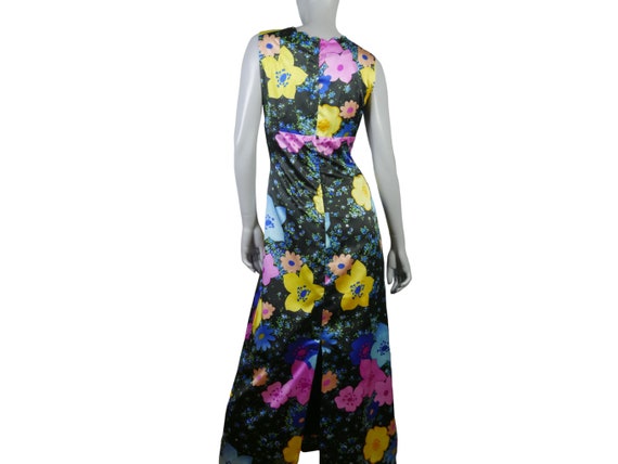 Vintage Sleeveless Maxi, 70s Long Black Dress wit… - image 2