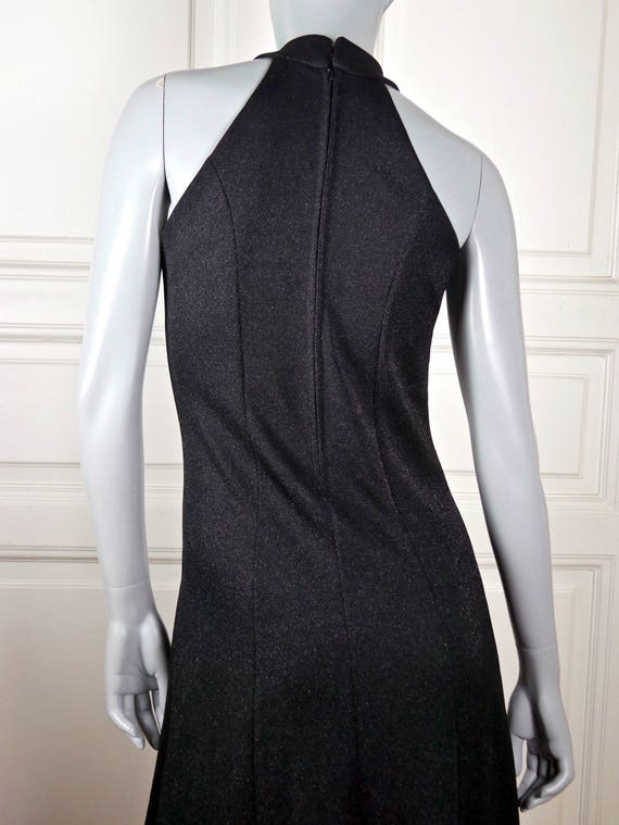 European Vintage Evening Dress, Black Silver Slee… - image 8