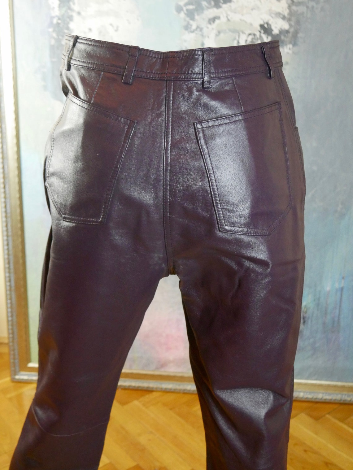 Purple Leather Pants 1990s European Vintage: Size 10 US 14 | Etsy