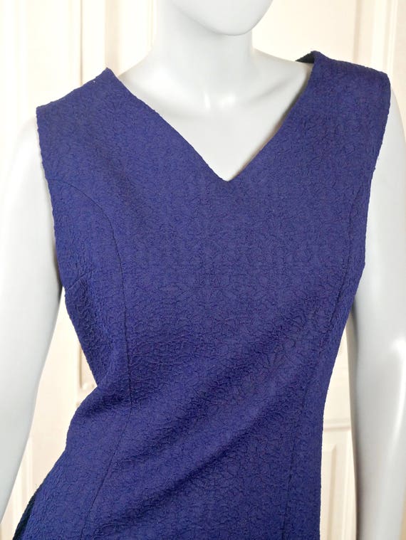 Sheath Dress, Dark Blue Sleeveless European Vinta… - image 4