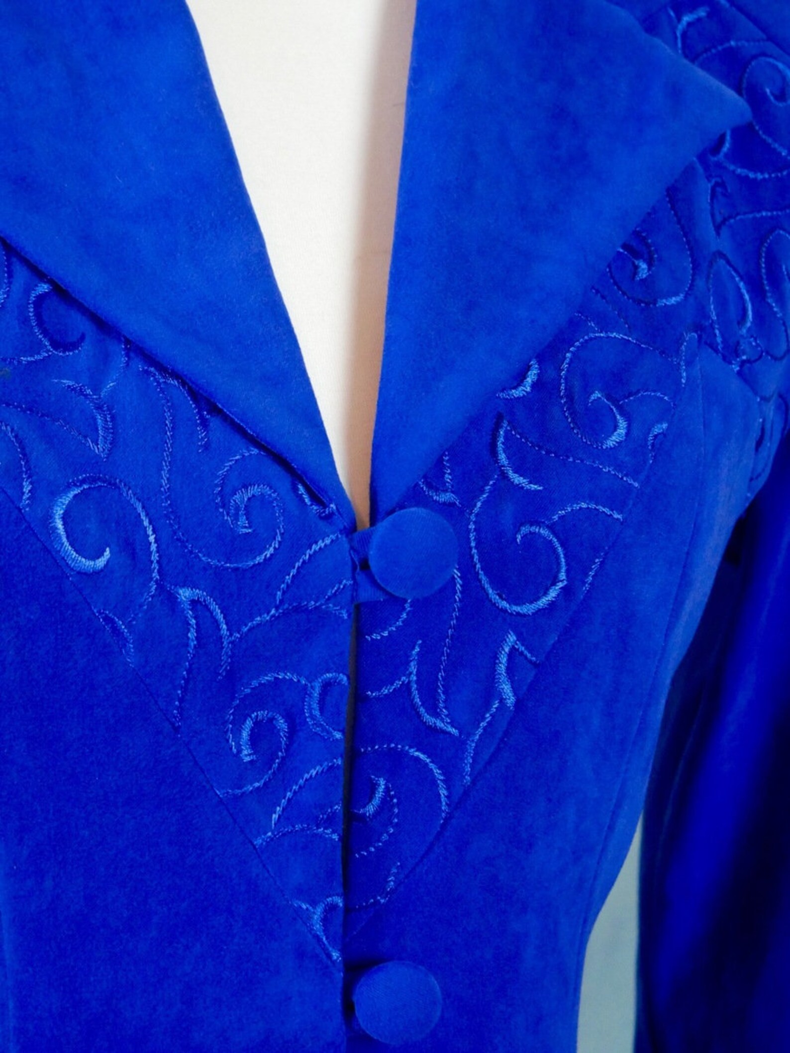 1990s Royal Blue Velour Blazer Canadian Vintage Elegant Long Etsy