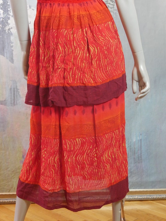 1990s Gypsy Dress, Burnt Orange Velvet Asymmetrical V… Gem