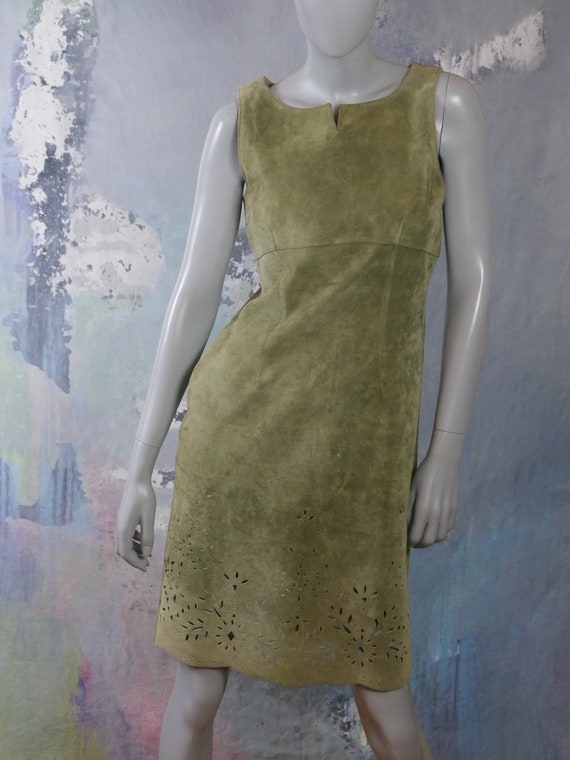 Buy Retro Leather Dress, European Vintage Olive Green Sleeveless Genuine  Leather Dress: Size 6 US, 10 UK Online in India - Etsy