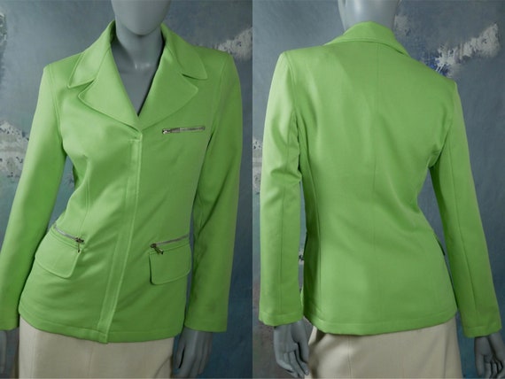 French Vintage Apple Green Jacket Women s Lightweight Zippered Spring or Summer Jacket Made in France Size 6 US 10 UK Etsy