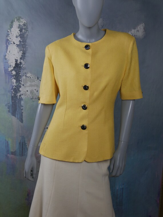 Yellow Summer Blazer, Womens Italian Vintage Shor… - image 8