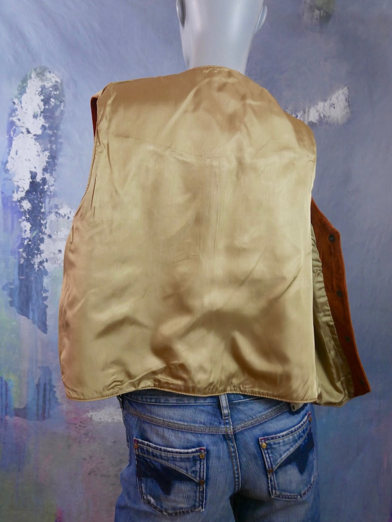 Size 12 US Butternut Squash Ruddy Brown Suede Western Cowgirl Waistcoat Leather Fringe Vest 16 UK