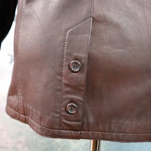 Brown Leather Jacket, 1980s European Vintage Super Soft Lambskin Leather Coat: Size 12 US, Size 16 UK image 6