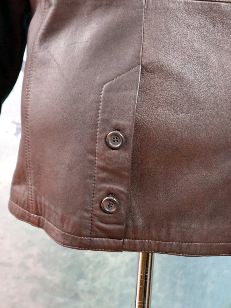Brown Leather Jacket, 1980s European Vintage Super Soft Lambskin Leather Coat: Size 12 US, Size 16 UK image 6