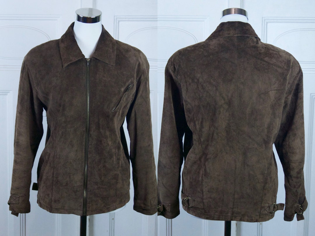 Euro Vintage 80〜90s suède leather jacket Vintage 90's Suede Jacket - Size M - Etsy