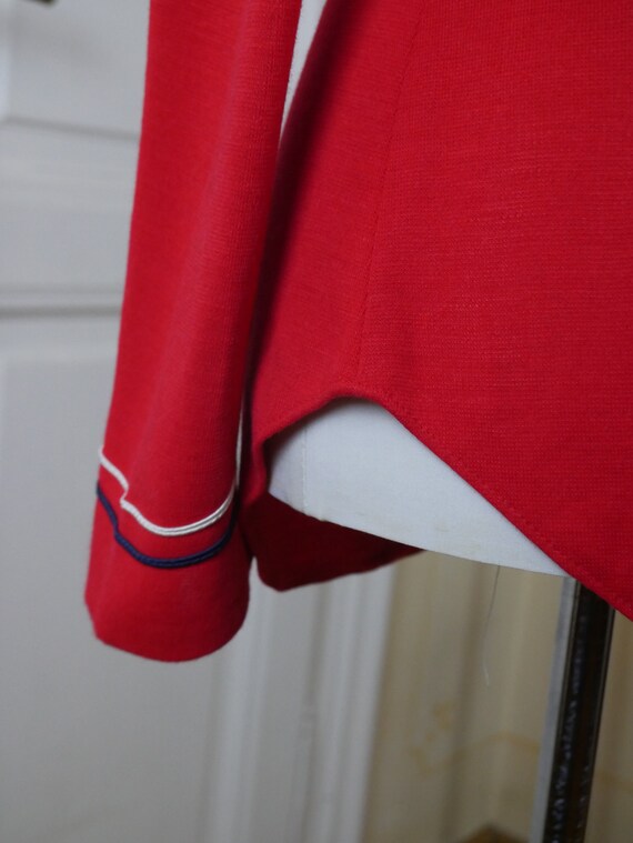 Red Sailor Top, 70s Swedish Vintage Long-Sleeve Z… - image 4