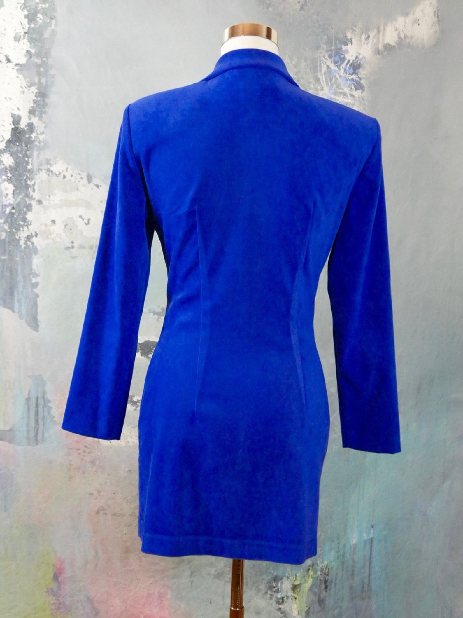 1990s Royal Blue Velour Blazer Canadian Vintage Elegant Long Etsy
