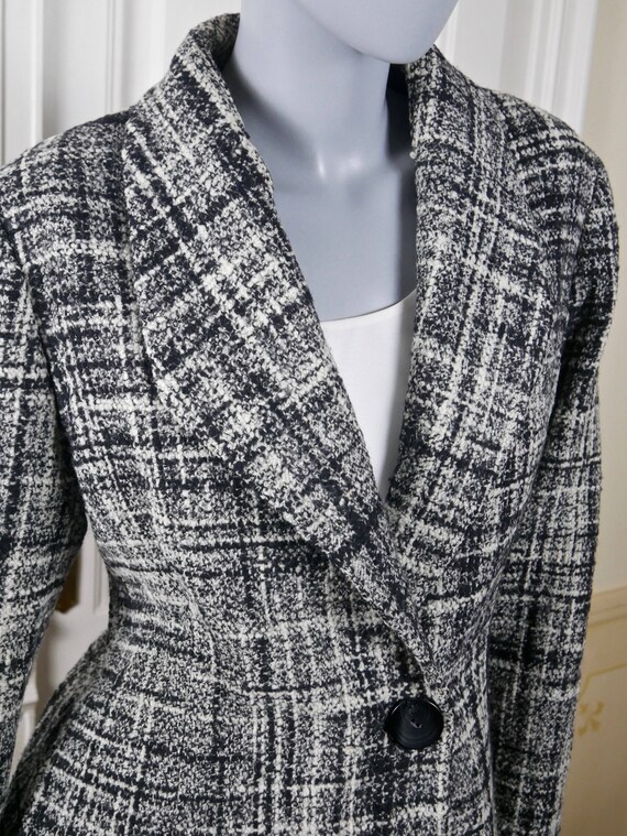 Marimekko Blazer, Finnish Vintage Black White Woo… - image 5