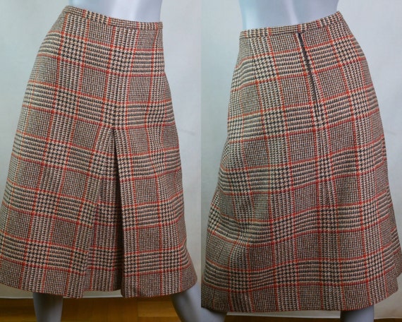 us vintage wool check skirt.