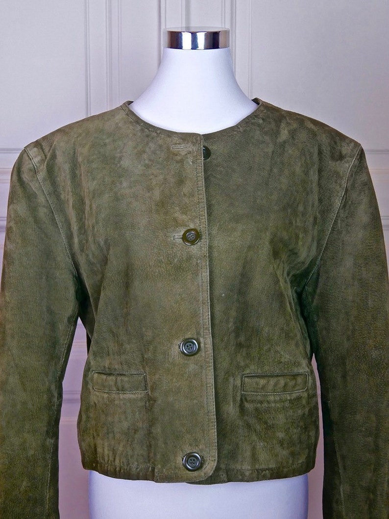 European Vintage Olive-green Suede Jacket Women's Size 14 - Etsy