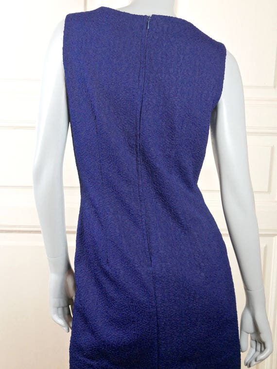 Sheath Dress, Dark Blue Sleeveless European Vinta… - image 6