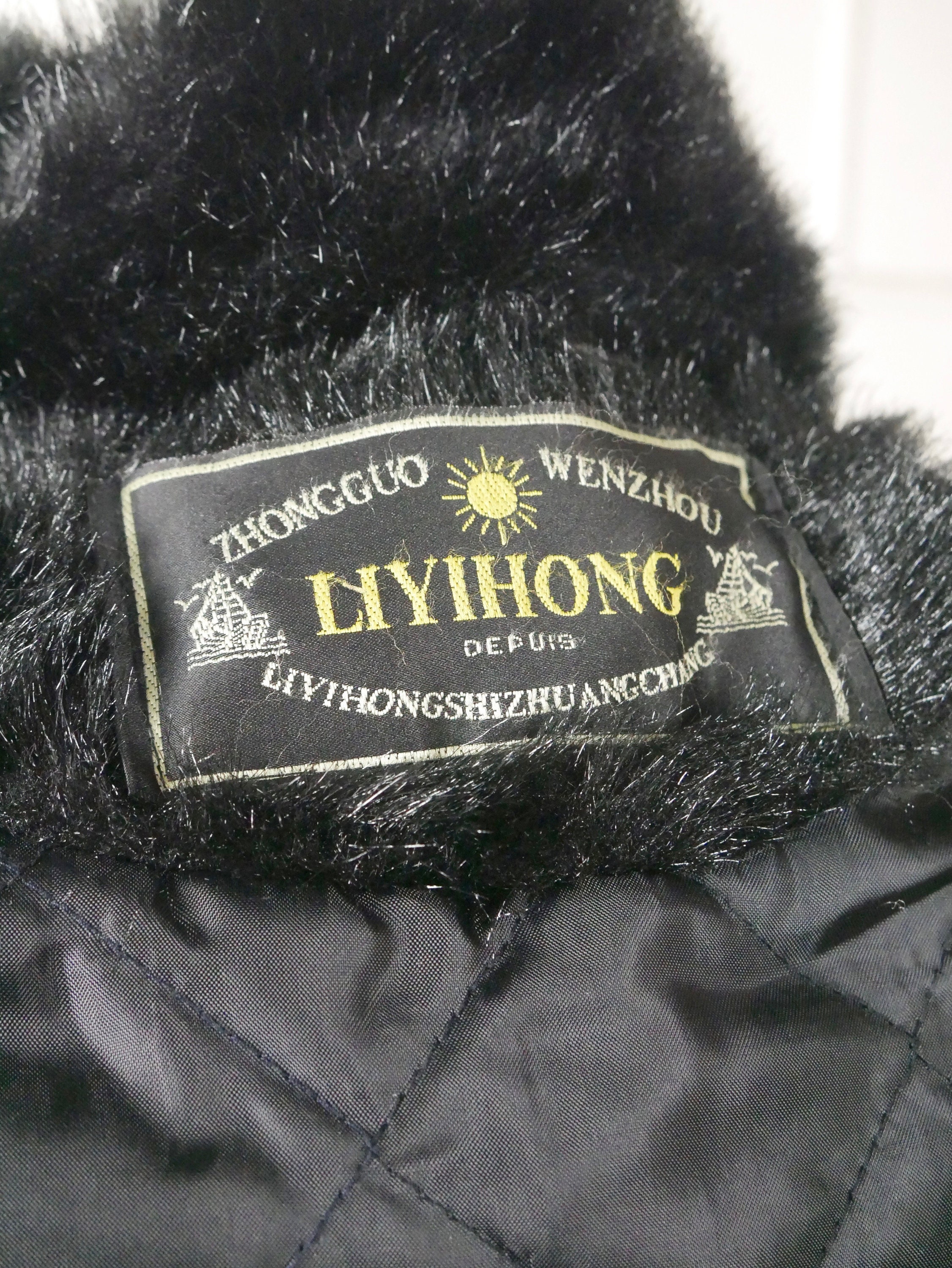 Black Faux Fur Coat, 1980s Vintage Warm Winter Overcoat