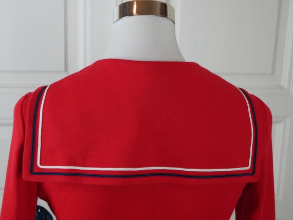 Red Sailor Top, 70s Swedish Vintage Long-Sleeve Z… - image 6