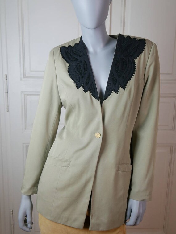 Khaki Blazer Women's, Khaki Black Jacket, Pinya B… - image 3