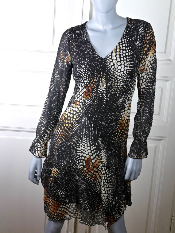 Robe a pois vintage italienne robe de cocktail en bronze blanc brun robe de soiree fantaisie Taille 6 Etats Unis Taille 10 Royaume Uni Etsy France
