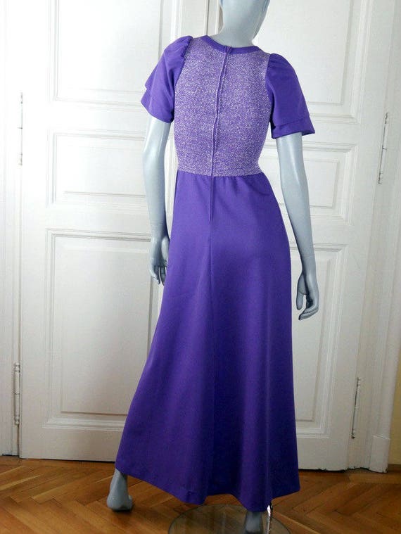 Swedish Vintage Maxi Dress, Purple 1970s Scandina… - image 3