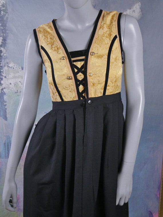 Black & Gold Dirndl Dress, Austrian Vintage Trach… - image 7