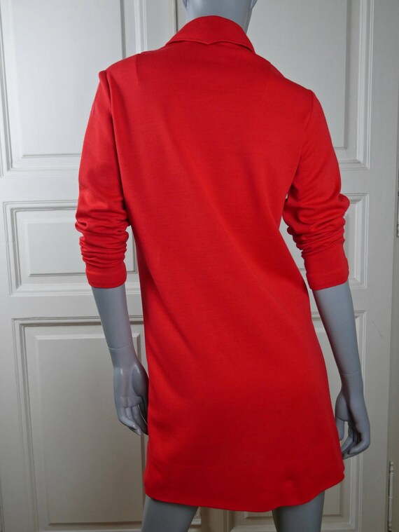 1970s Red Dress, German Vintage Shirt Dress, Red … - image 7