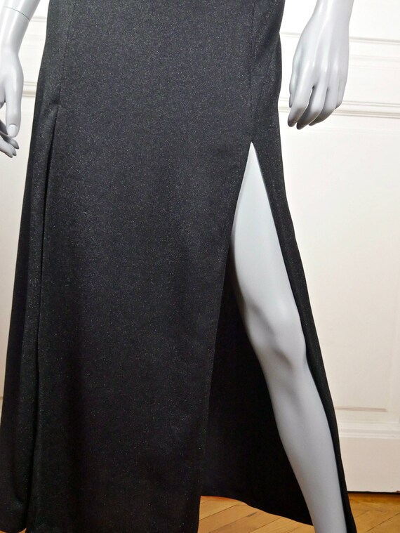 European Vintage Evening Dress, Black Silver Slee… - image 6