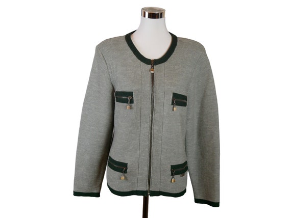 Green Cardigan Sweater, 90s Austrian Vintage Knit… - image 1