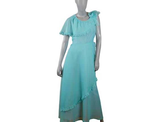 Vintage Bridesmaid Dress, 70s Light Blue Aqua Turquoise Flowy French Maxi,  Size 6 USA, 10 UK - Etsy