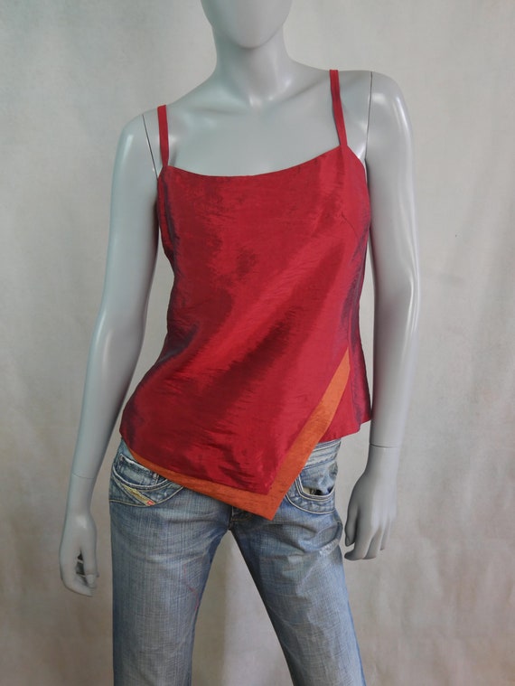 Vintage Cami, Large, Size 12 USA, 90s Deep Red an… - image 2