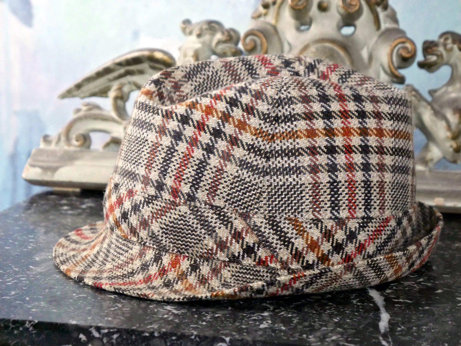 1960s Plaid Fedora Hat European Vintage Retro Brown Rust Gray Etsy