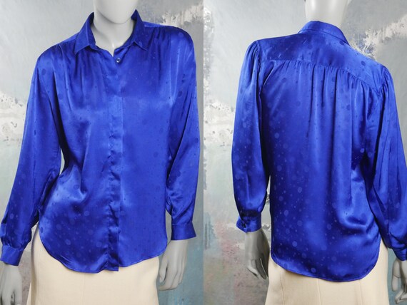 satin blouse blue