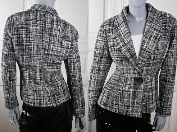 Marimekko Blazer, Finnish Vintage Black White Woo… - image 1