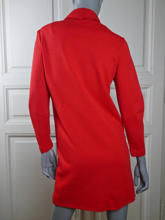 1970s Red Dress, German Vintage Shirt Dress, Red … - image 5