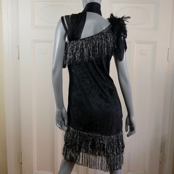 Flapper Dress, European Vintage Black Velvet with… - image 8