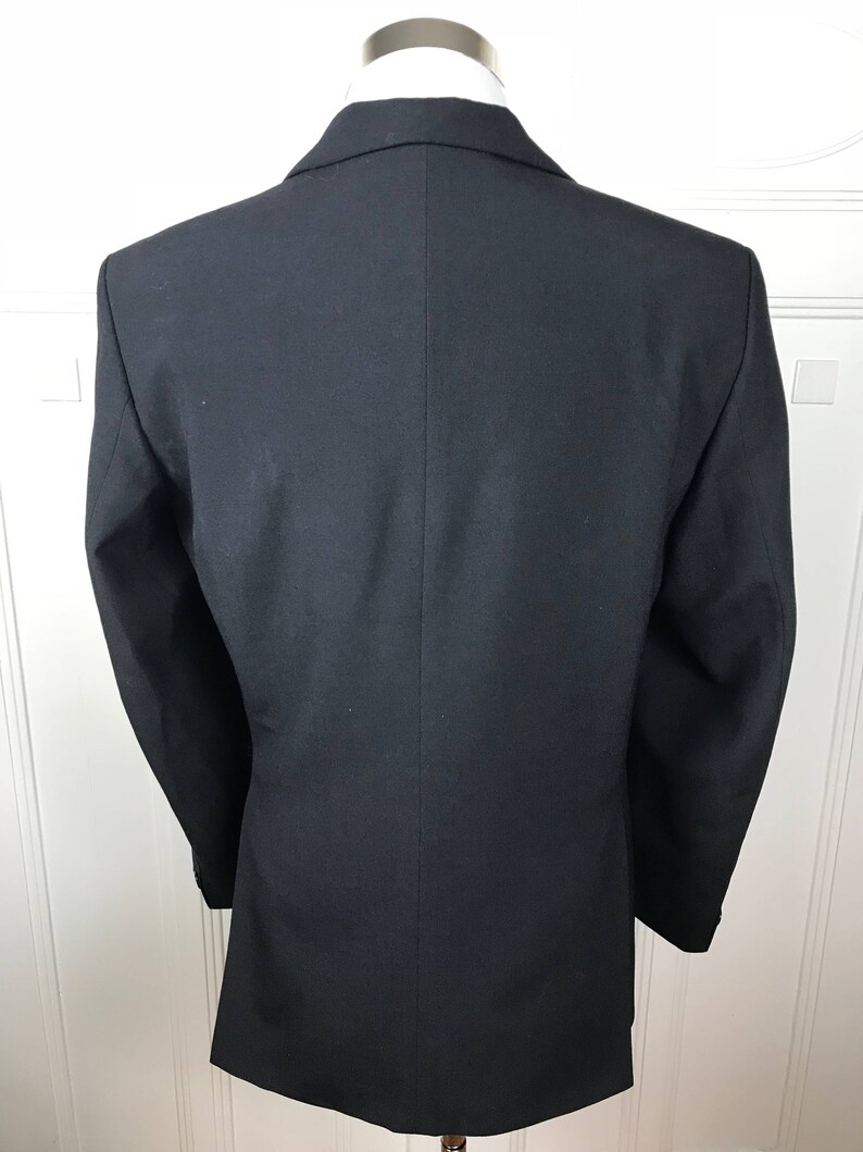 Vintage Tuxedo Jacket, Swedish Black Dinner Jacket w Silk Peak Lapels, European Smoking Jacket: Large, Size 40 US/UK image 8