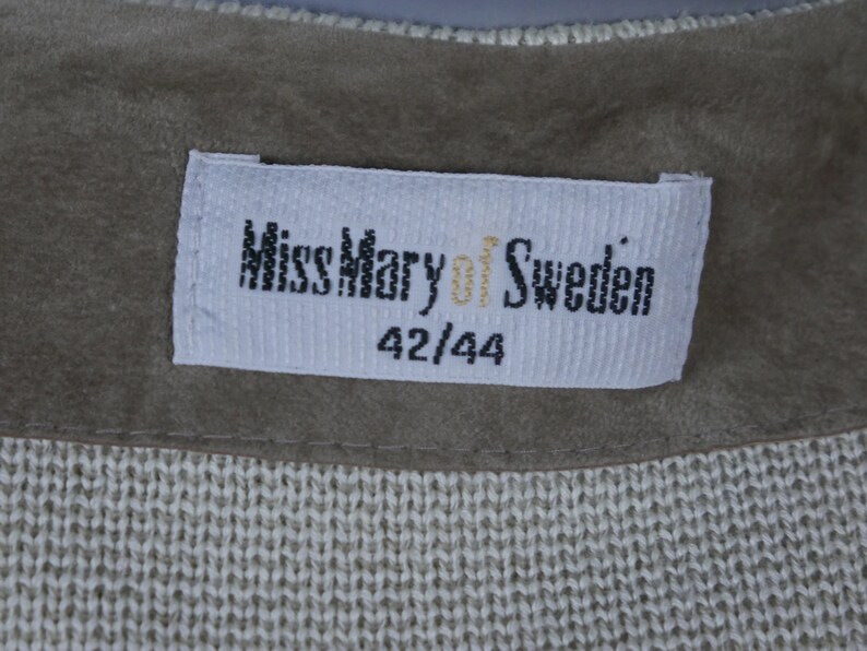 Size 16 US Swedish Knit Cardigan Blazer 20 UK European Vintage Cotton Blend Cream /& Beige