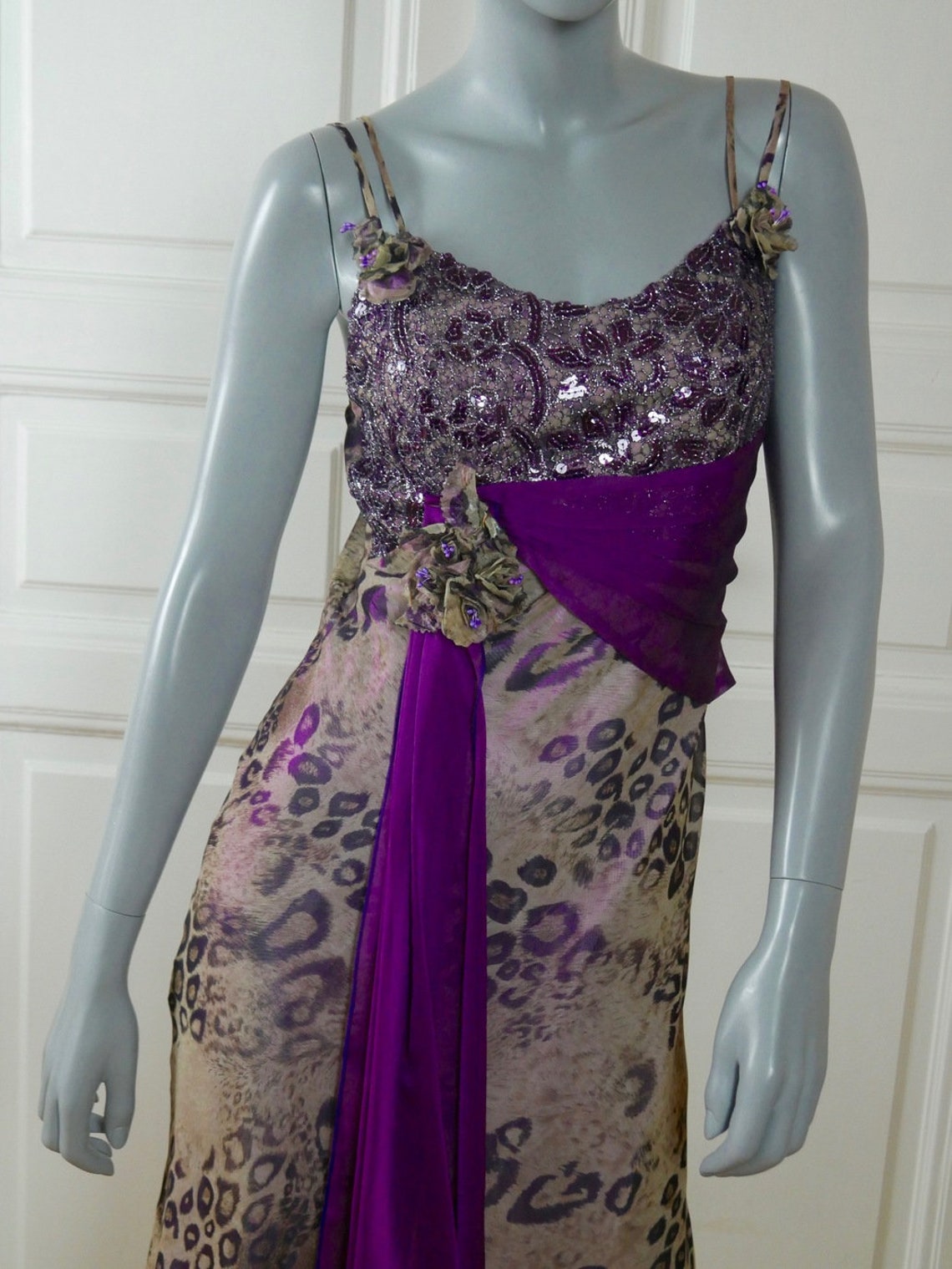 Animal Print Evening Dress w Violet Purple Lilac Sequin Etsy