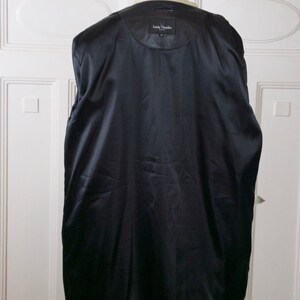 Vintage Black Leather Coat, 80s European Soft Lambskin Coat with Cream Collar, Size 14 US, 18 UK image 8