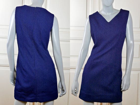 Sheath Dress, Dark Blue Sleeveless European Vinta… - image 1