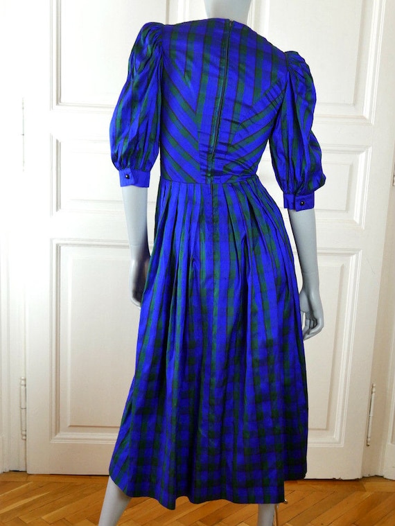 Austrian Vintage Silk Trachten Dress, Royal Blue … - image 3