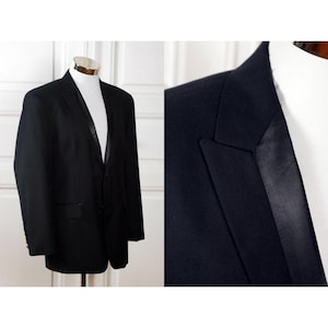 Tuxedo Jacket, 90s German Vintage Formal Tux Dinner Blazer w Peak Lapels