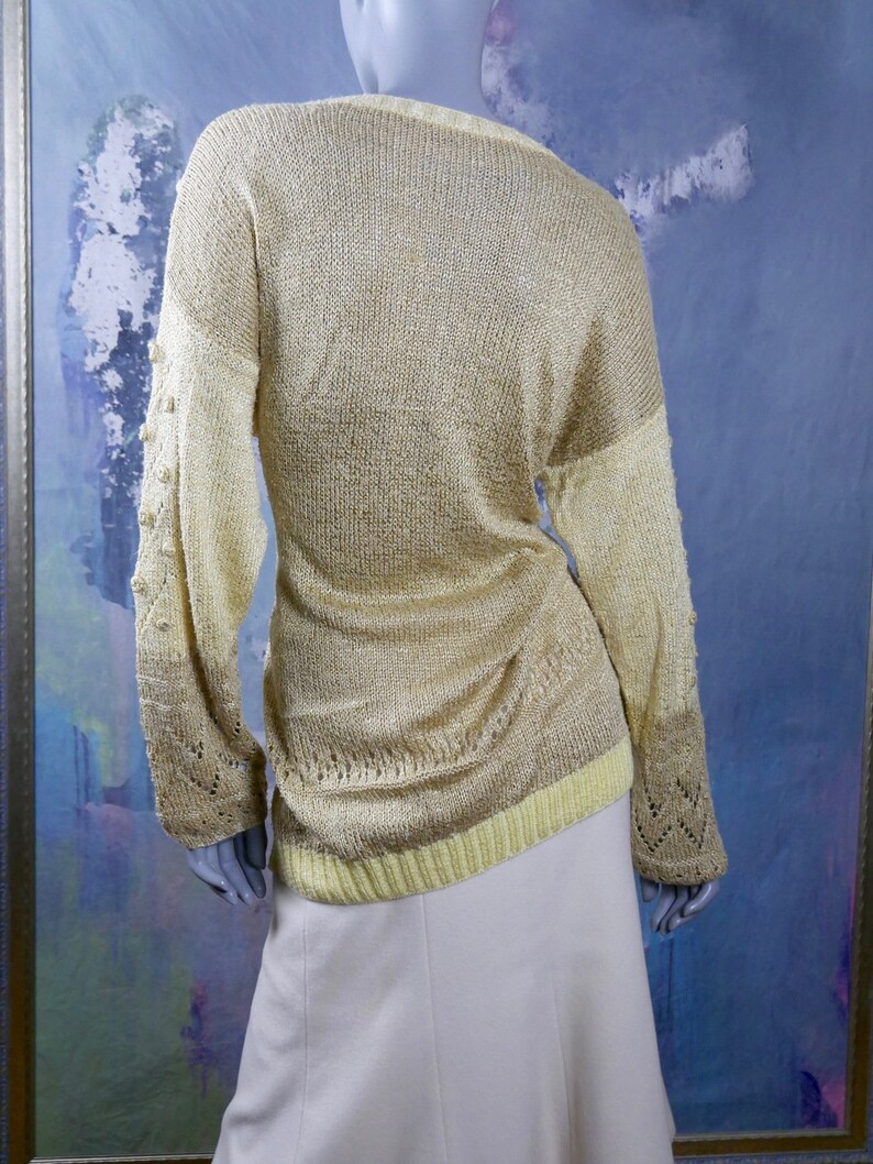 Vintage Knit Sweater Women's Pale Yellow Gold and Cream Etsy Australia