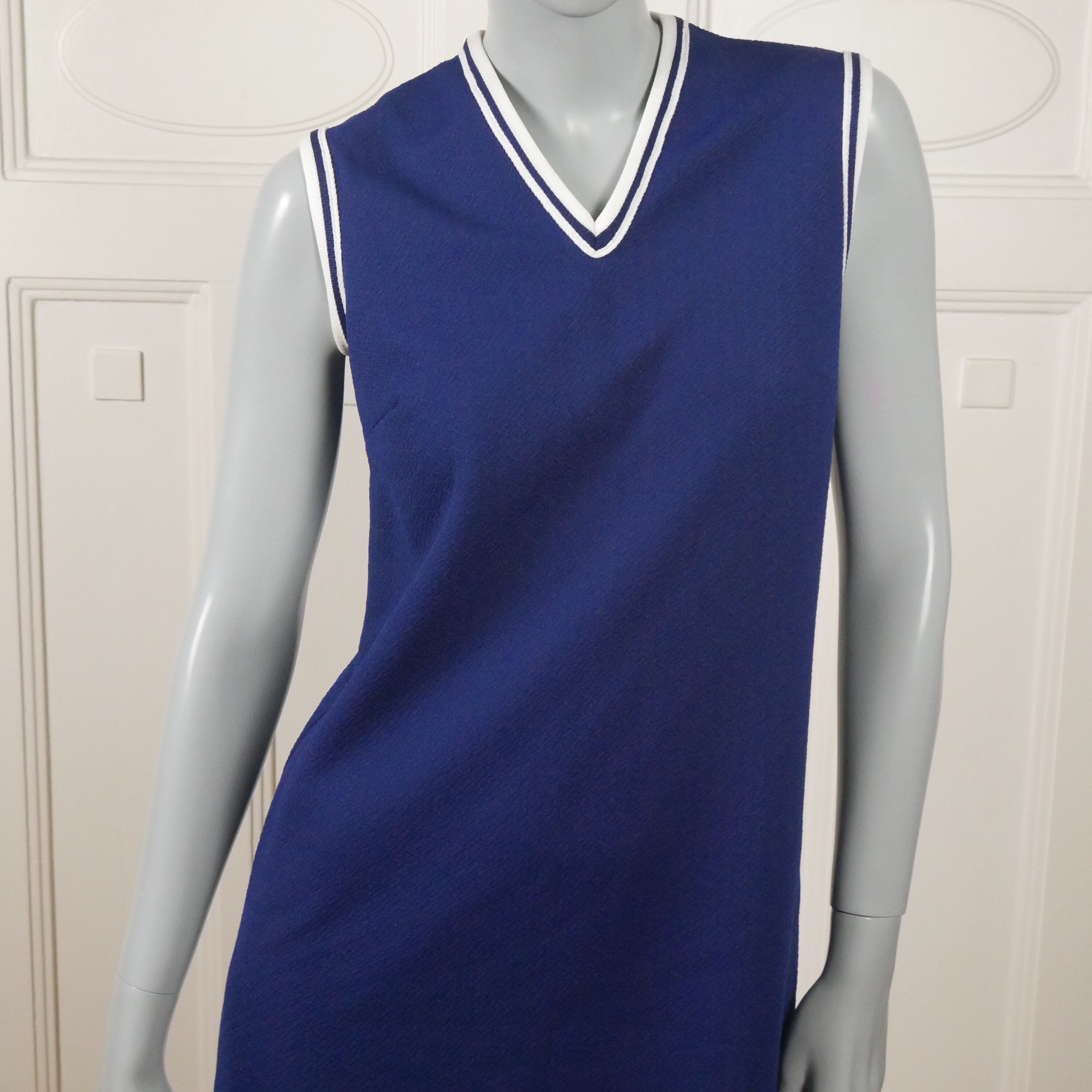 1960s Vintage Tennis Dress Navy Blue & White Crimped Etsy